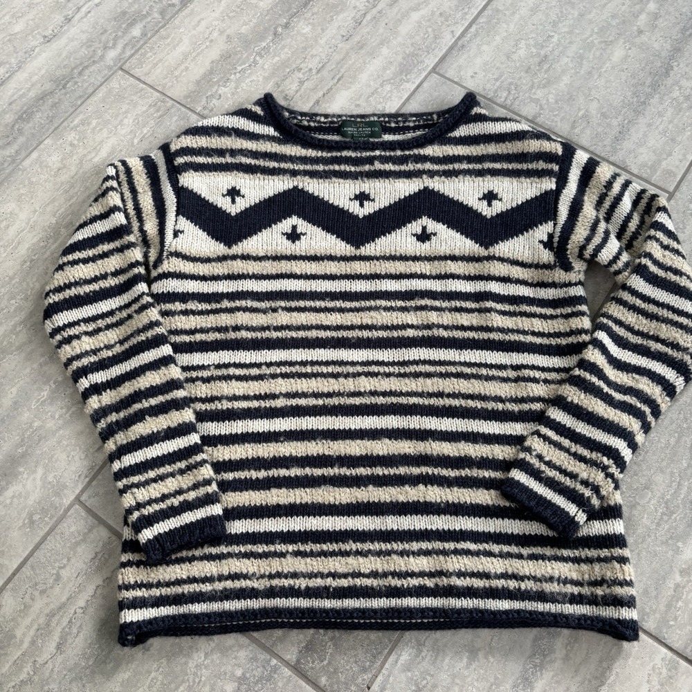 Lauren Jeans Women's Size Petite Small Cotton Wool Blend Knit Pullover Sweater